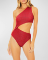 Beach Riot Celine Asymmetric One-piece Swimsuit In Jolly Red Shine