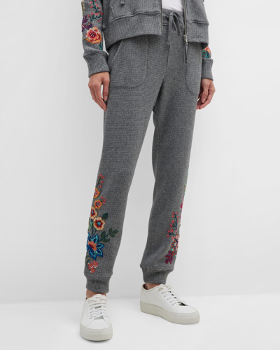 Johnny Was Ardell Metallic Thermal Ankle Joggers In Charcoal Grey