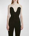 Et Ochs Gabriel Strapless Gathered Glossed-jersey Jumpsuit In Black