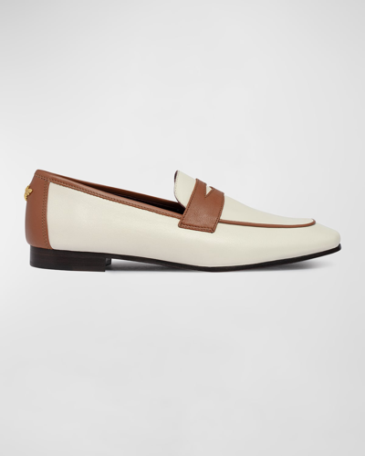 Bougeotte Bicolor Calfskin Penny Loafers In Latte