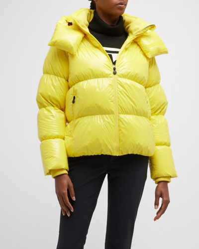 Perfect Moment January Hooded Padded Jacket In Butter-yellow-cire