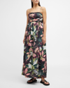 Tanya Taylor Arabeth Tie-back Spaghetti-strap Maxi Dress In Black Multi