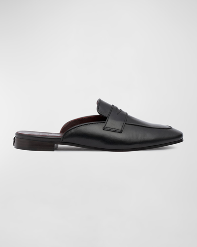 Bougeotte Leather Penny Loafer Mules In Black