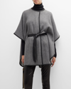 Sofia Cashmere Cashmere & Leather Belted Cape In Grey