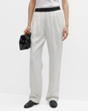 Loulou Studio Takaroa Pleated Slub Twill Straight-leg Pants In Ivory