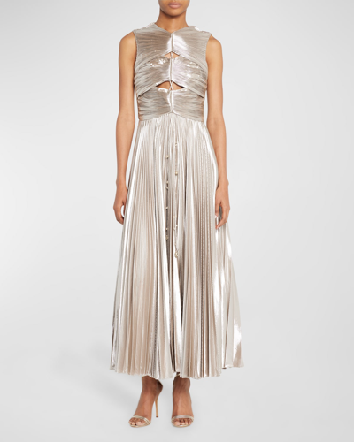 Altuzarra Kandoro Pleated Midi Dress In Silver