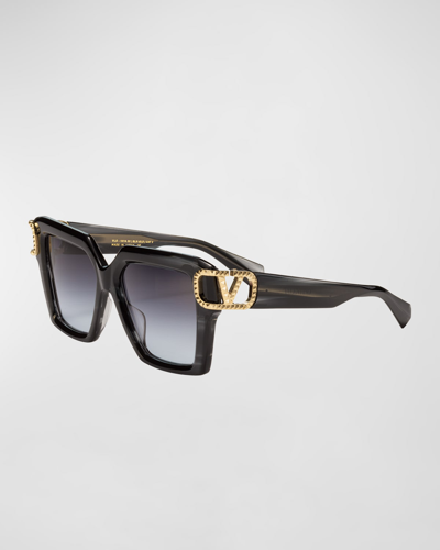 VALENTINO UNO SQUARE ACETATE & TITANIUM SUNGLASSES