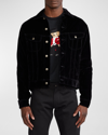 Ralph Lauren Stretch Velvet Trucker Jacket In Black