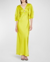Stella Mccartney Long Lime Satin Dress In 8301 Lime