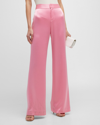 Alice And Olivia Deanna Satin High-waisted Bootcut Pants In Primrose