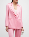 Alice And Olivia Denny Satin Boyfriend Blazer In Primrose