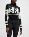 Perfect Moment Schild Intarsia Merino Wool Turtleneck Sweater In Black