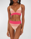 Beach Riot Riza Colorblock Bikini Top In Rouge Color Block