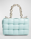 Bottega Veneta Chain Cassette Padded Intrecciato Crossbody Bag In Light Blue