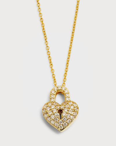 Roberto Coin Yellow Gold Diamond Heart Lock Necklace In Yg