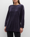 Eileen Fisher Drop-shoulder Velour Tunic In Nocturne