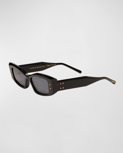 Valentino Quattro Acetate & Titanium Cat-eye Sunglasses In Black Rose