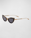 Valentino Viii Titanium & Acetate Cat-eye Sunglasses In Rose Gold Black