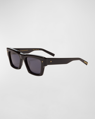 Valentino Xxii Square Acetate & Titanium Sunglasses In Black