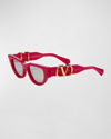 Valentino Due Acetate & Titanium Cat-eye Sunglasses In Fuchsia