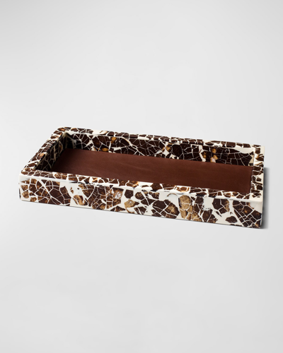 Ladorada Burl Leather Inset Valet Tray In Neutral