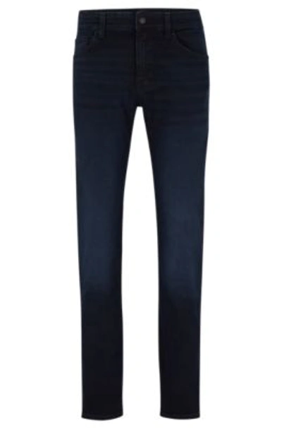 Hugo Boss Regular-fit Jeans In Blue-black Comfort- 