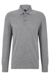 Hugo Boss Silk-wool Polo Shirt In A Regular Fit In Silver