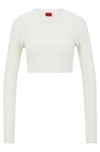 Hugo Boss Cropped Sweater With Wool And Alpaca In White