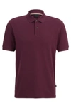 Hugo Boss Organic-cotton Polo Shirt With Embroidered Logo In Dark Purple