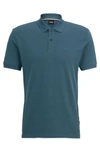 Hugo Boss Organic-cotton Polo Shirt With Embroidered Logo In Turquoise