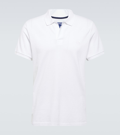 Vilebrequin Logo-embroidered Cotton-piqué Polo Shirt In Blanc
