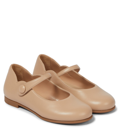 Christian Louboutin Kids' Melodie Leather Ballet Flats In Nude 1