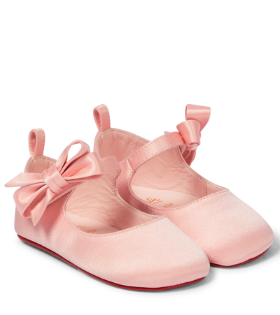 Christian Louboutin Baby Lou Babe Satin Ballet Flats In Rosy/lin Poupee