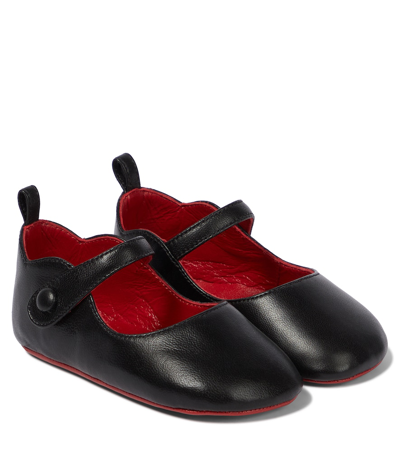 Christian Louboutin Babies' Love Chick芭蕾舞平底鞋 In Black