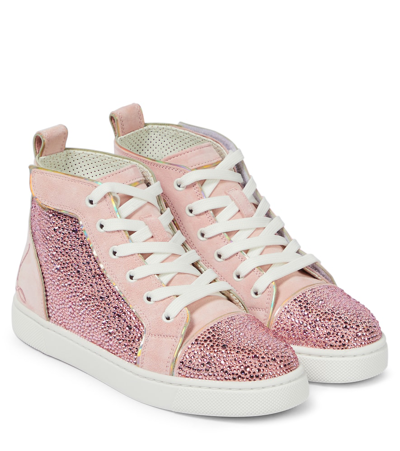 Christian Louboutin Funnytopi Strass Embellished Trainers In Rosy/cry Ab