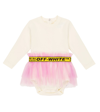 OFF-WHITE BABY COTTON AND TULLE ONESIE