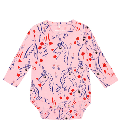 Mini Rodini Baby Printed Cotton-blend Onesie In Pink