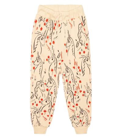 Mini Rodini Kids' Printed Cotton Sweatpants In Yellow