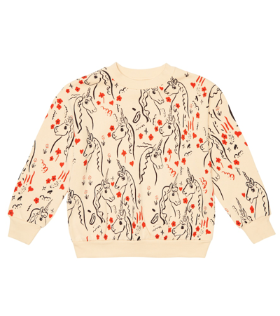 Mini Rodini Kids' Printed Cotton Jersey Sweater In Yellow