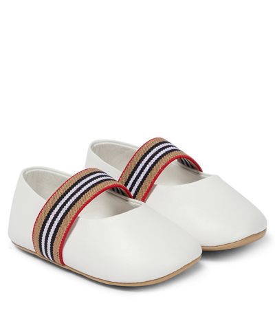 Burberry Girl's Icon Stripe Classic Flats, Baby In White