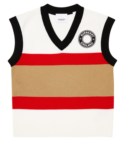 Burberry Kids' Striped Knit Sweater Vest In Ivory Ip Pat