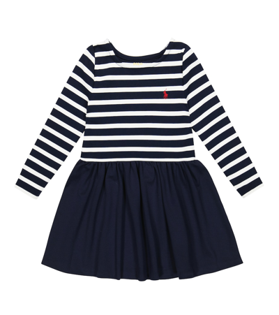 Polo Ralph Lauren Kids' Striped Cotton Jersey Dress In Rl Navy/deckwash White