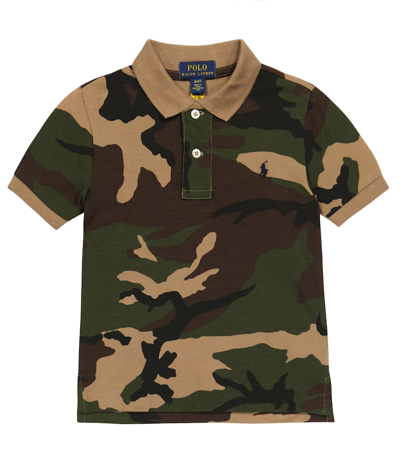 Polo Ralph Lauren Kids' Camouflage Cotton Polo Shirt In Green Multi