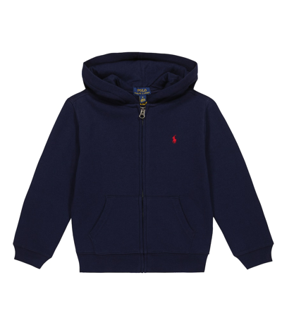 Polo Ralph Lauren Kids' Cotton Jersey Zipped Hoodie In Blue