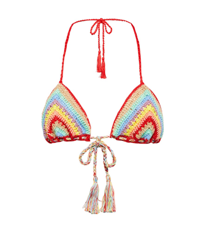 Anna Kosturova Crochet Cotton Bikini Top In Summer Stripe