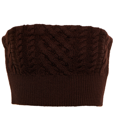 Emilia Wickstead Bimba Strapless Cable-knit Wool-blend Top In Chocolate