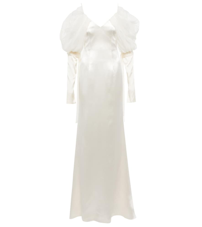 Danielle Frankel Bridal Maren Wool And Silk Gown In Pearl