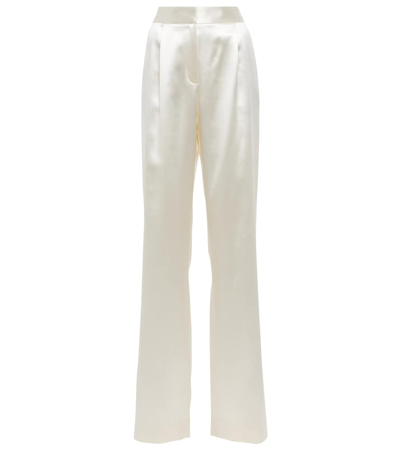 Danielle Frankel Miriam Silk And Wool Trousers In Pearl