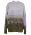 Off-white Mohair Helvetica Logo Crewneck T-shirt In Military