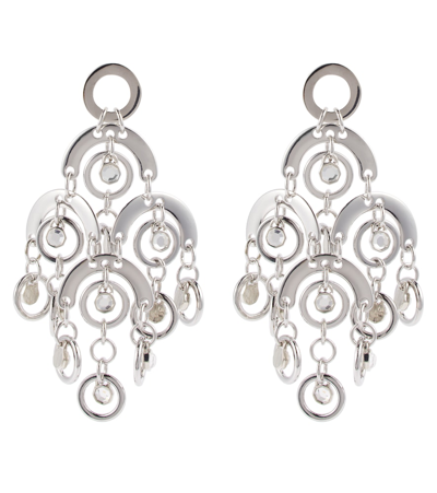 Paco Rabanne Women's Sphere Chandelier Brass Earrings In Silver